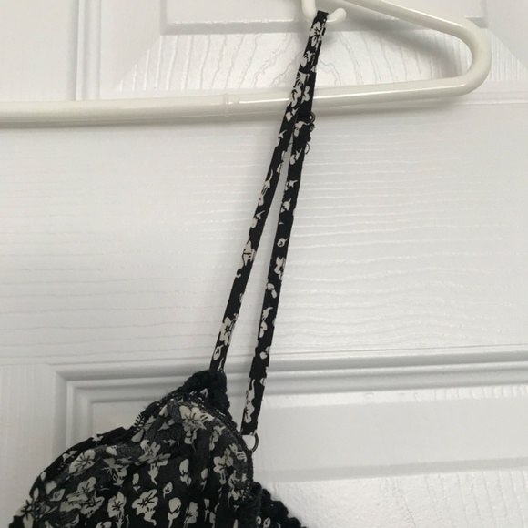 FOREVER 21 Floral Mini Dress M Fit Black Off White Waist Tie Buttons - Picture 8 of 16